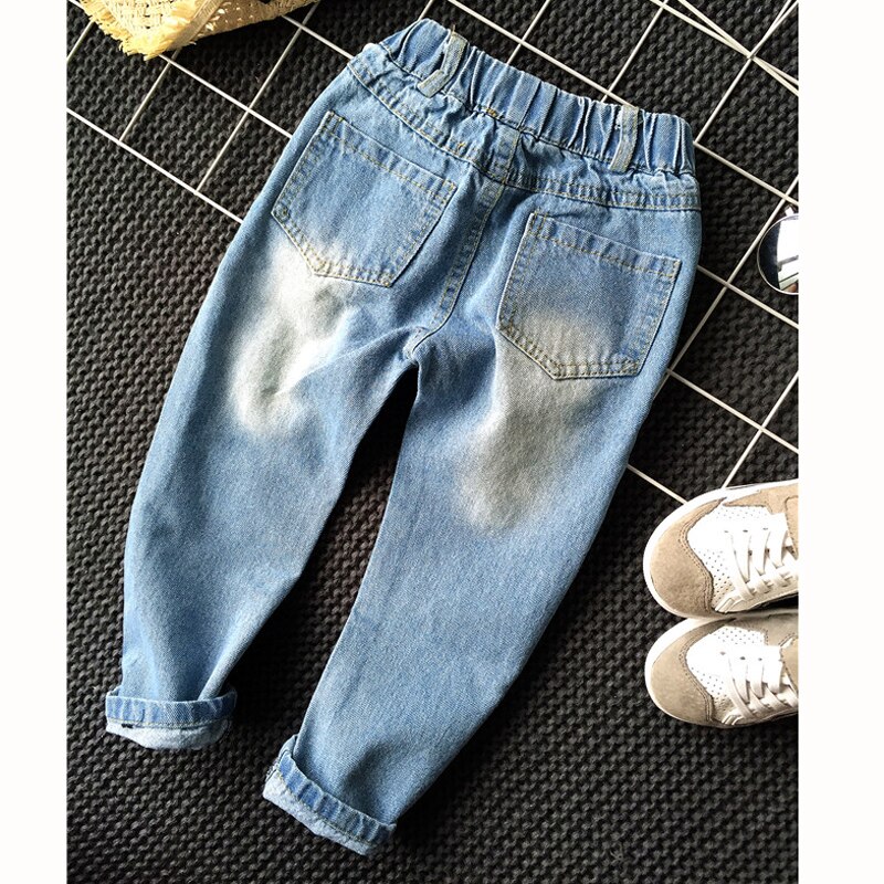 Pojkar flickor hål jeans byxor 1-6 år barn byxor höst märke barn denim byxor casual ripped jeans