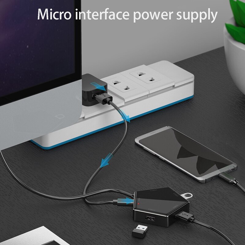 Hub USB con 4 puertos USB 3,0 para, Mac Pro, PC, unidad Flash, HDD móvil y más