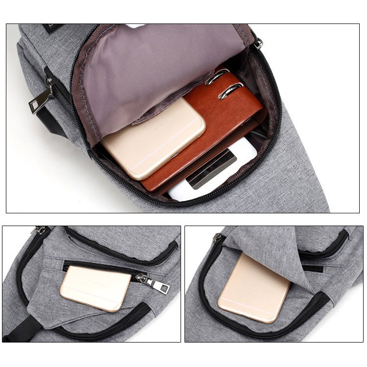 Men Shoulder Bag USB Charge Anti Theft Security Waterproof Travel Man Crossbody Messenger Casual Bag SUB