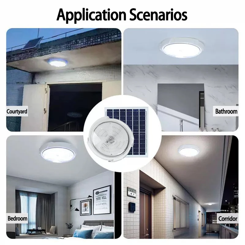 60/500W LED Solar Ceiling Light Pendant Light Outdoor Indoor Solar-Power Lamp with Line Corridor Light for Garden Decoration