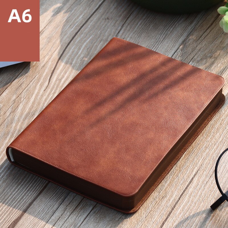 Portable mini notebook small notepad Exquisite printing book Students learn to write and office notebooks Leather A6 notebook: Auburn