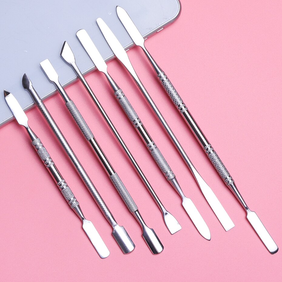 1pcs Dual-end Nail Cuticle Pusher Remover Stainless Steel UV Gel Polish Removal Trimmer Dead Skin Grinding Manicure Tool JI809-1