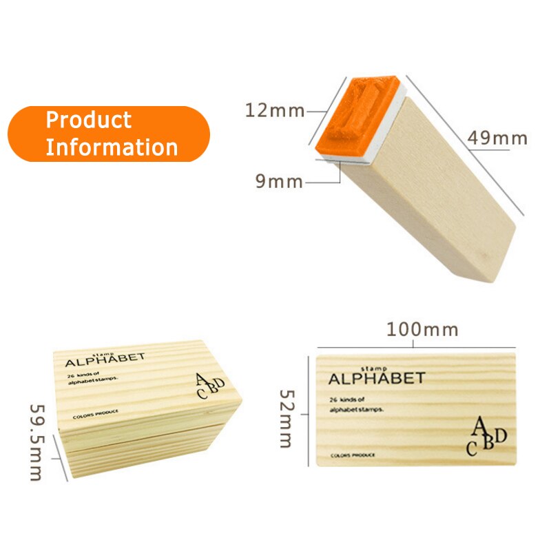 26pcs/set Wooden Stamp Alphabet Digital Letters stamp Set DIY