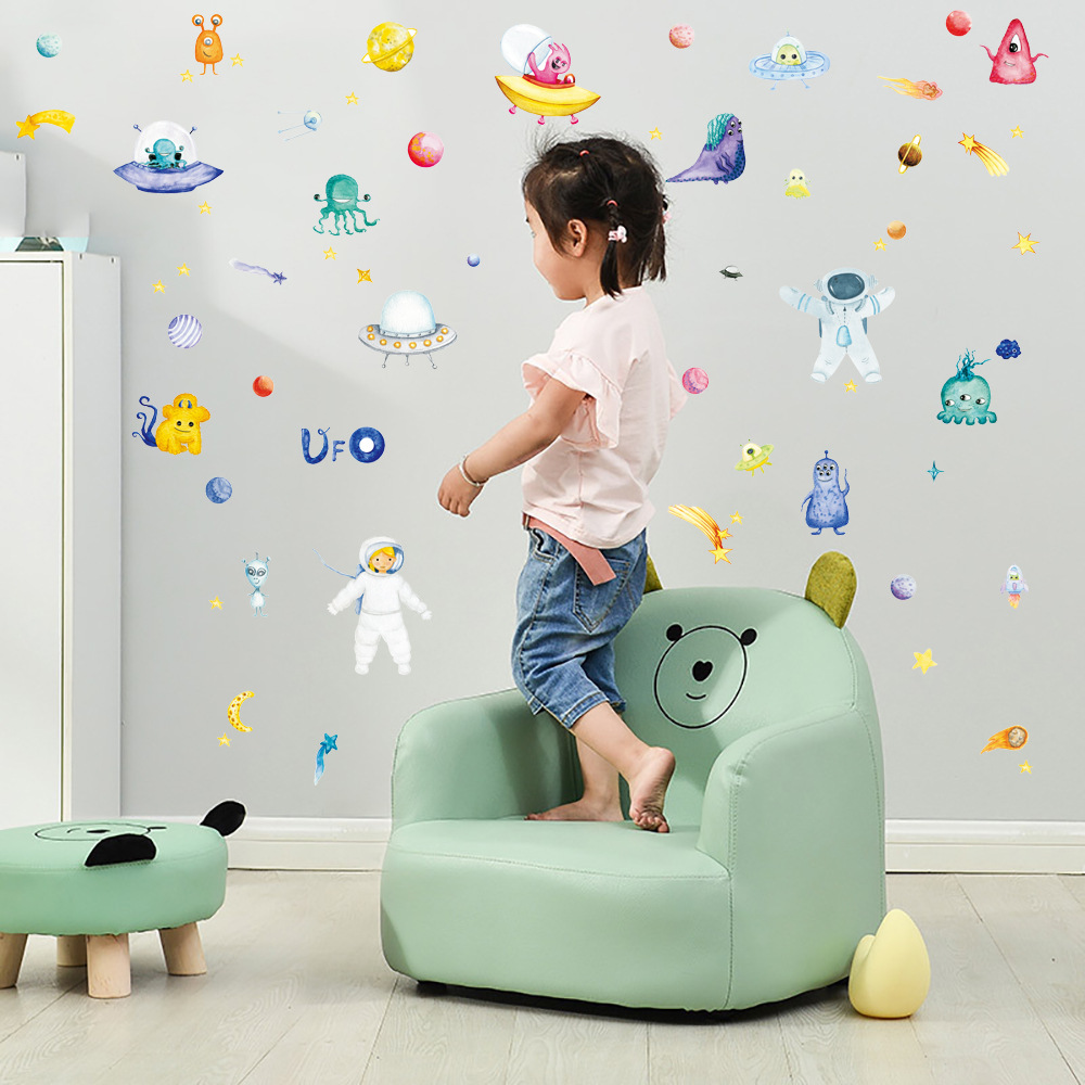 Ruimte Astronaut Alien Gloeiende Stickers Set Home Decor Muur Glow In Dark Sticker Slaapkamer Baby Woonkamer Decoratie