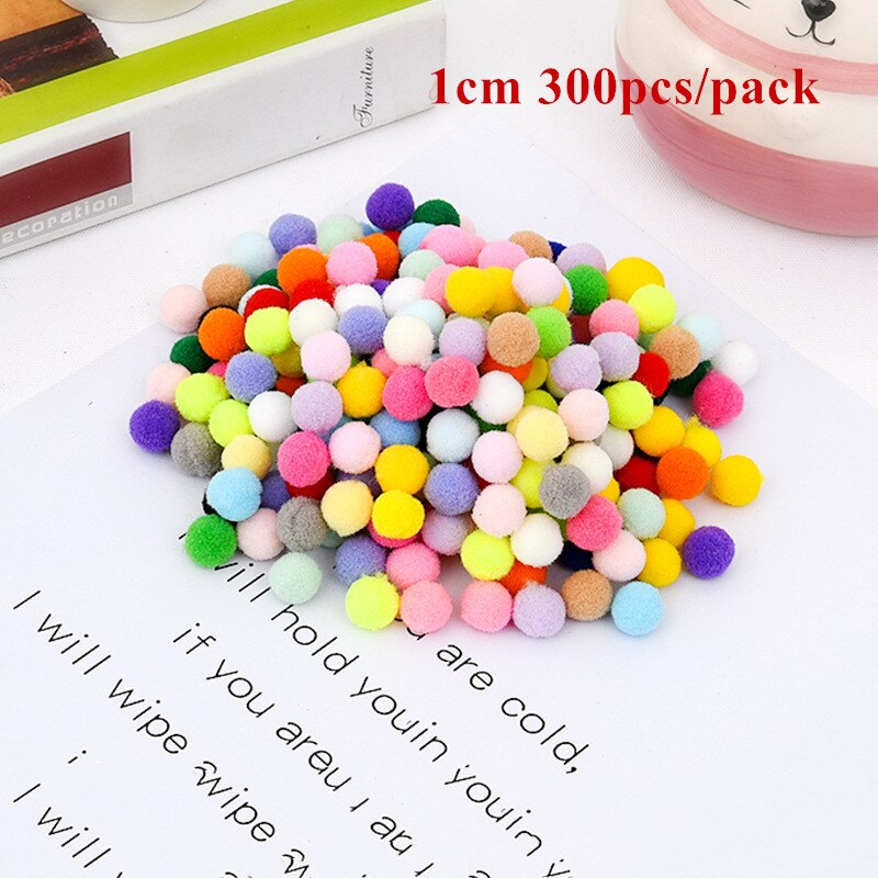 300Pcs Weiche Runde Flauschigen Pompons Ball 10/15/20/25mm Handwerk Filz Kugeln Gemischt Farbe DIY Dekoration Weichen Pom Nähen Stoff Liefert: 1cm 300pcs