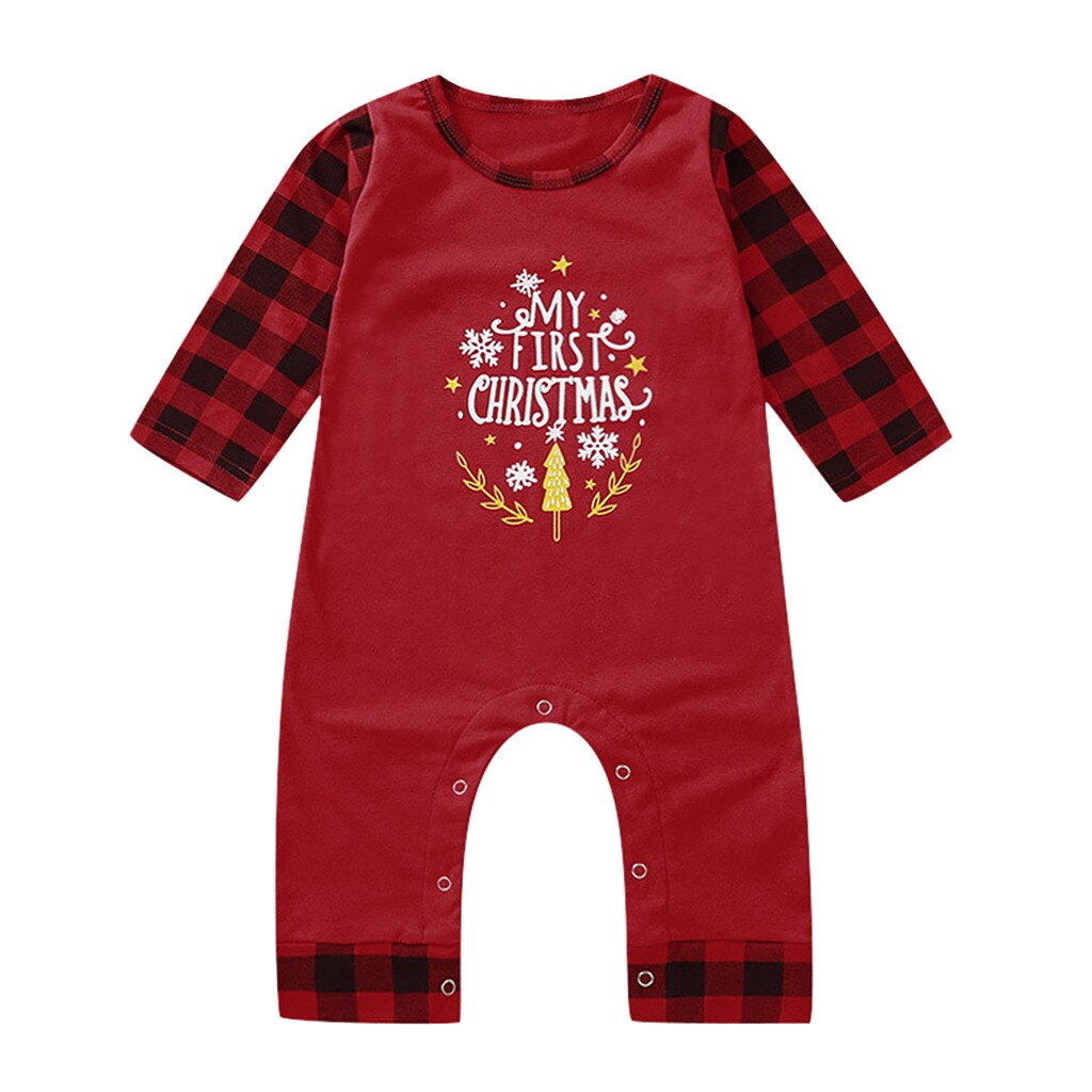 3-18m bebê macacão meu primeiro natal infantil do bebê meninos meninas carta de natal impressão macacão outfits outono roupas para o bebê: A / 6 m