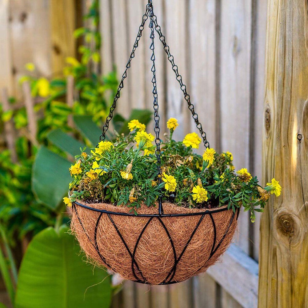 Hanging Coconut Flower Pot Basket Liners Garden Planter Coconut Palm Cushion Replacement Mix Soil Lock Mat Hanging Basket