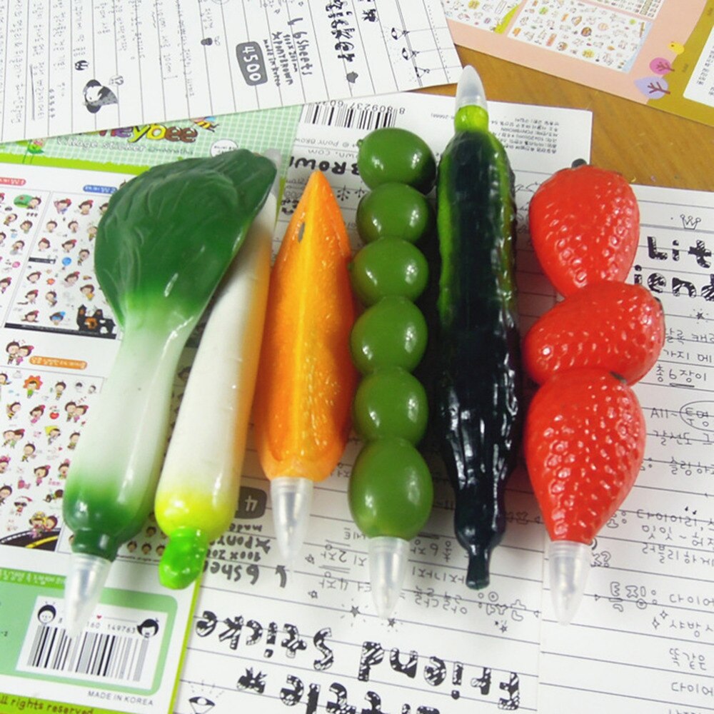 1PC Drawing Supplies Fruit Ball Pen Cartoon Watermelon Strawberry Eggplant Orange Shaped Ballpoint Pen Escolar School on