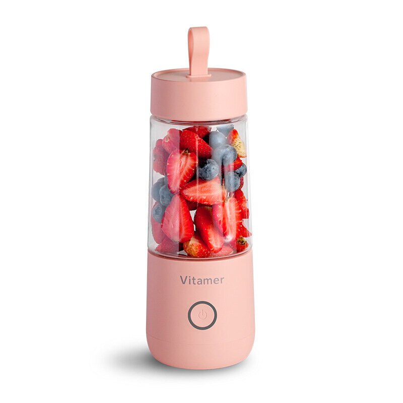 Vitamer 65w 350ml usb automatisk frugt juicer flaske diy elektrisk saftpresser maskine: Lyserød