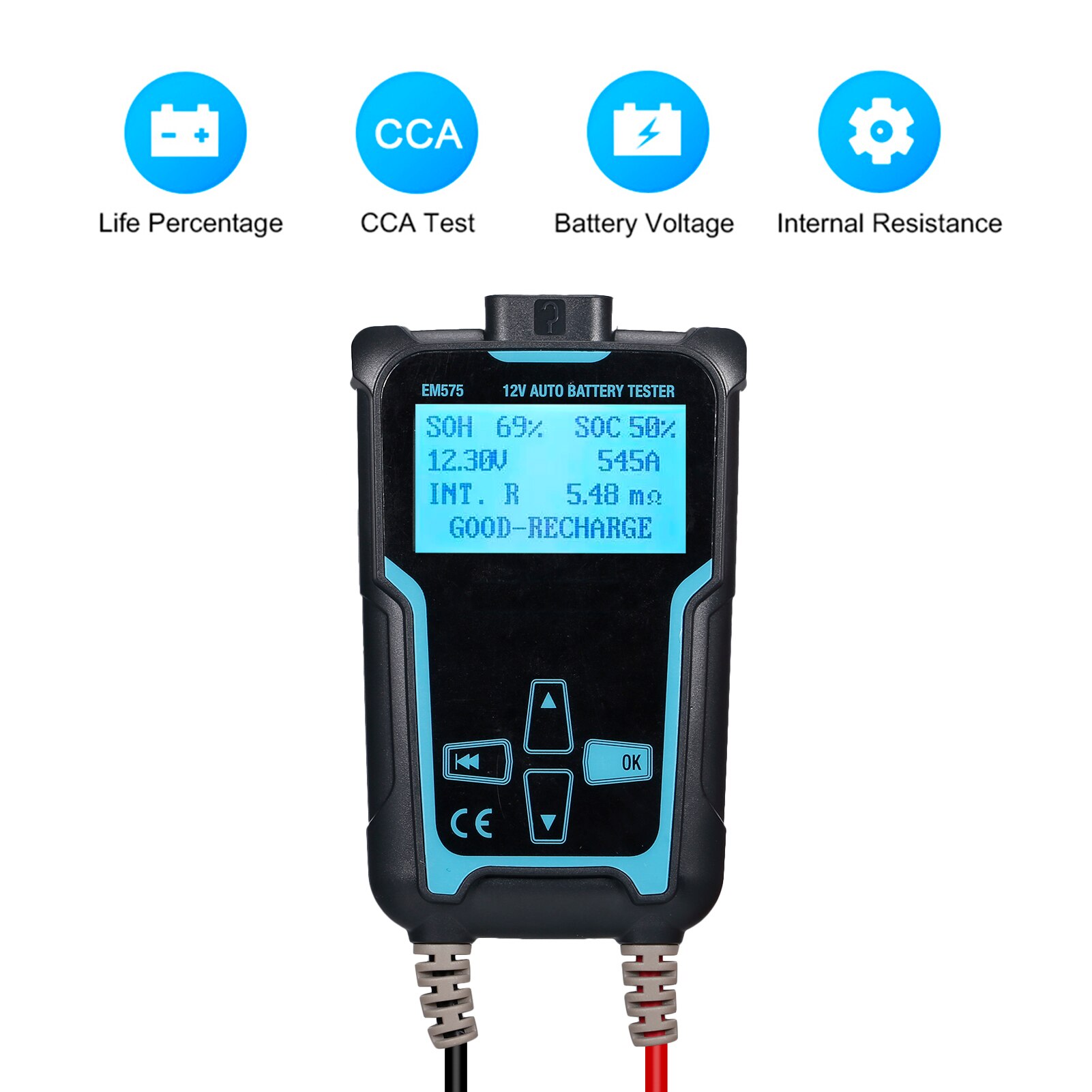 12V-24V Car Battery Tester Analyzer 100-2200 CCA Automotive Load Battery Tester Digital Analyzer Bad Cell Test Tool