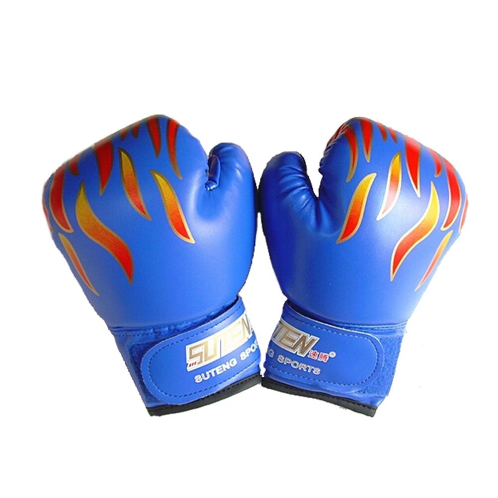 1 par PU niños de dibujos animados niño Sparring guantes de Kick Boxing de rojo Age5-12 negro/rojo/azul: Azul
