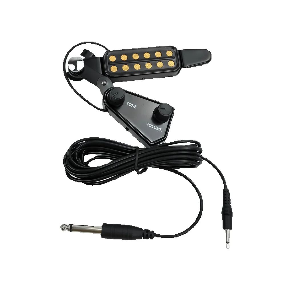 12-See-Tonabnehmer für Akustikgitarre, Schallloch-Tonabnehmer, magnetischer Wandler mit Ton-Volumen-Regler, Audiokabel