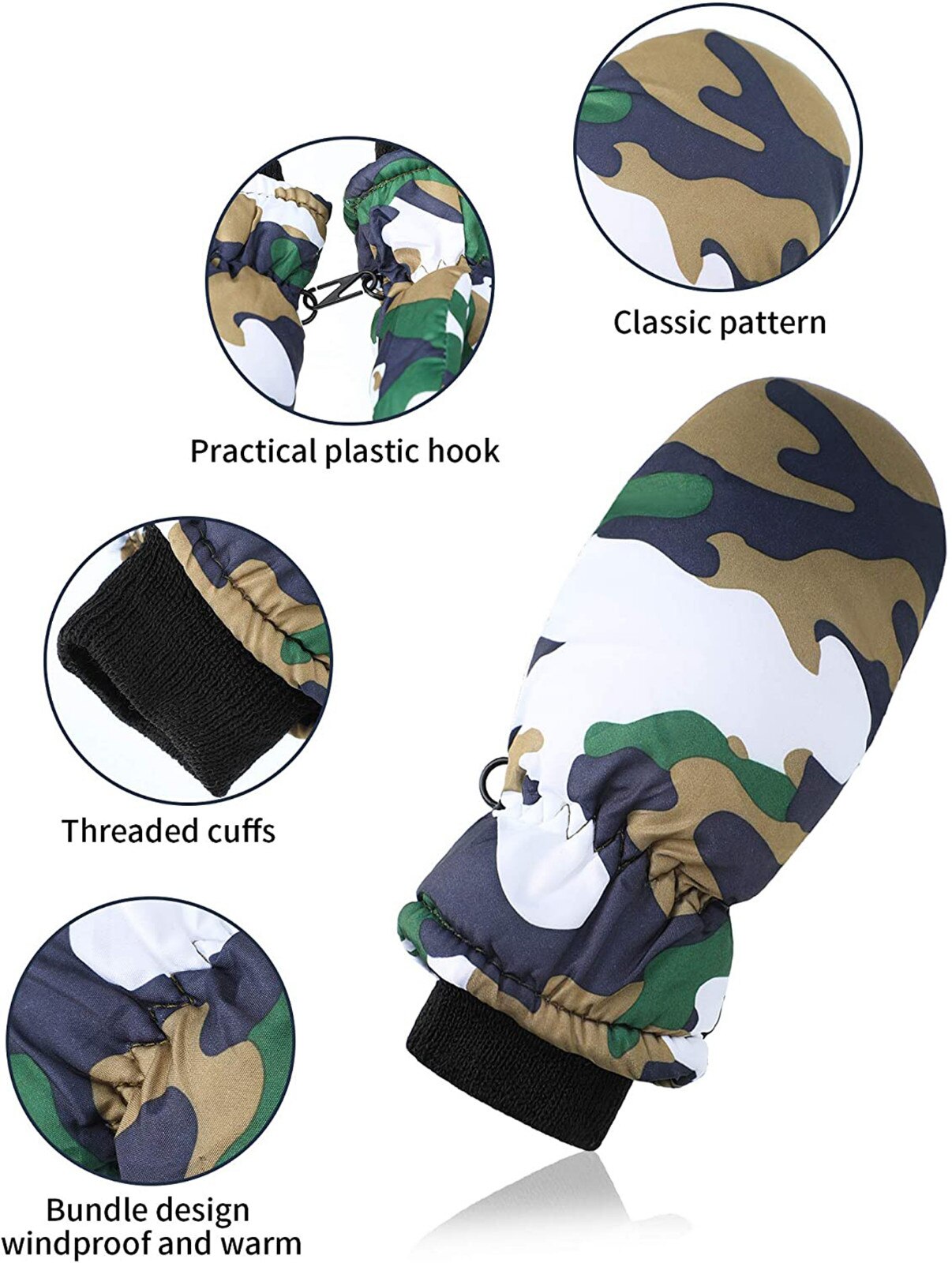 1 paar Tarnung drucken freundlicher Ski Handschuhe Lange ärmeln Fäustlinge Winter Winddicht Wasserdicht Dicke Warme nicht-Unterhose Handschuhe 3-5 jahre