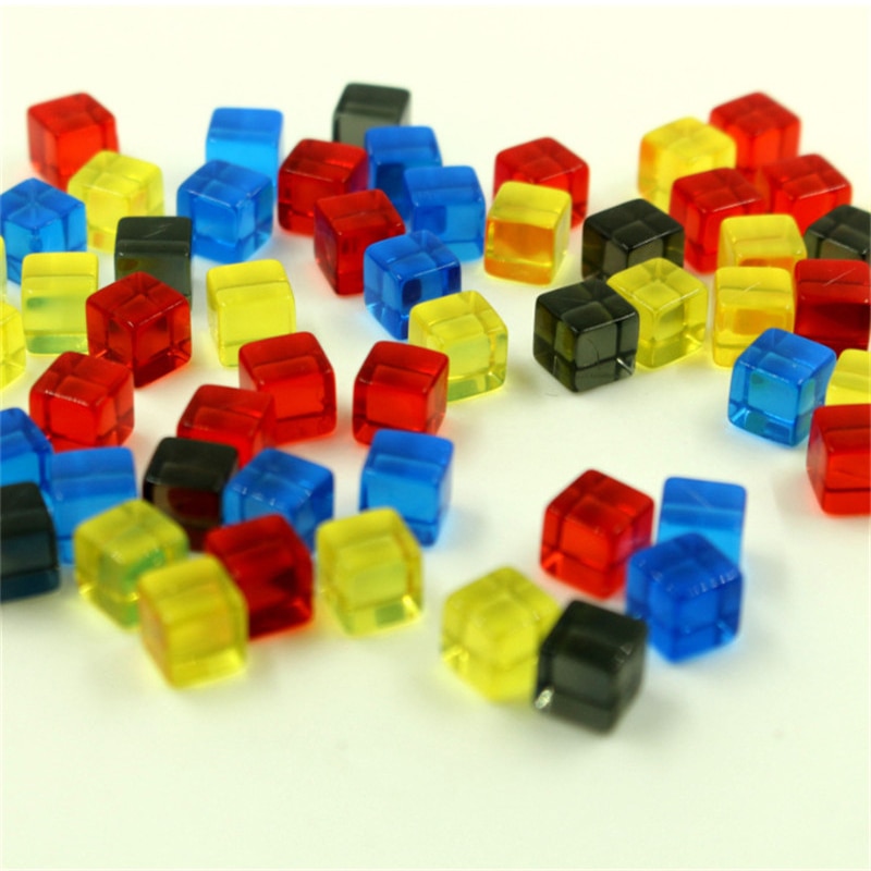 100 Stks/zak 8Mm Mix Kleuren Transparante Vierkante Hoek Kleurrijke Crystal Dobbelstenen Schaken Stuk Haakse Zeef Kubus Puzzel Spel speelgoed