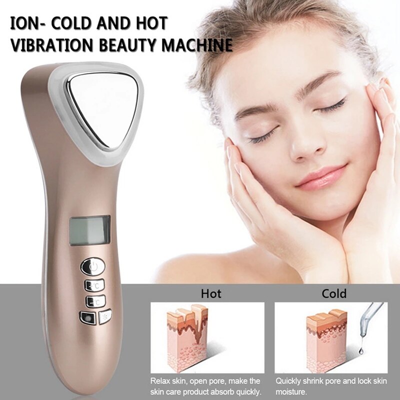 Ultrasonic Cryotherapy LED Cold Hammer Facial Lifting Vibration Massager Face Body Spa Import Export Ion Beauty Equipment