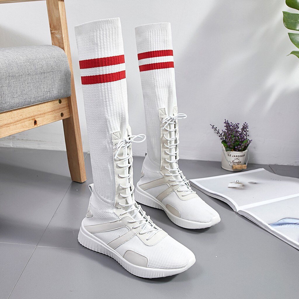 Sagace Womens Stretch Sokken Laarzen Zwart Kruis Riem Platform Laarzen Vrouwen Sneakers Herfst Laarzen Vrouwen