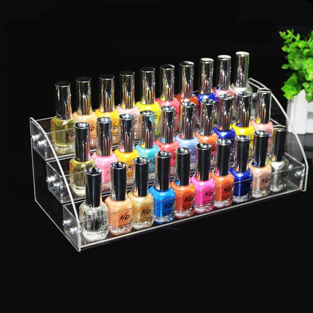 Organisateur acrylique transparent, 2 3 4 5 6 7 couches, maquillage cosmétique rouge à lèvres bijoux présentoir porte-vernis à ongles, boîte de maquillage: 3 Tiers