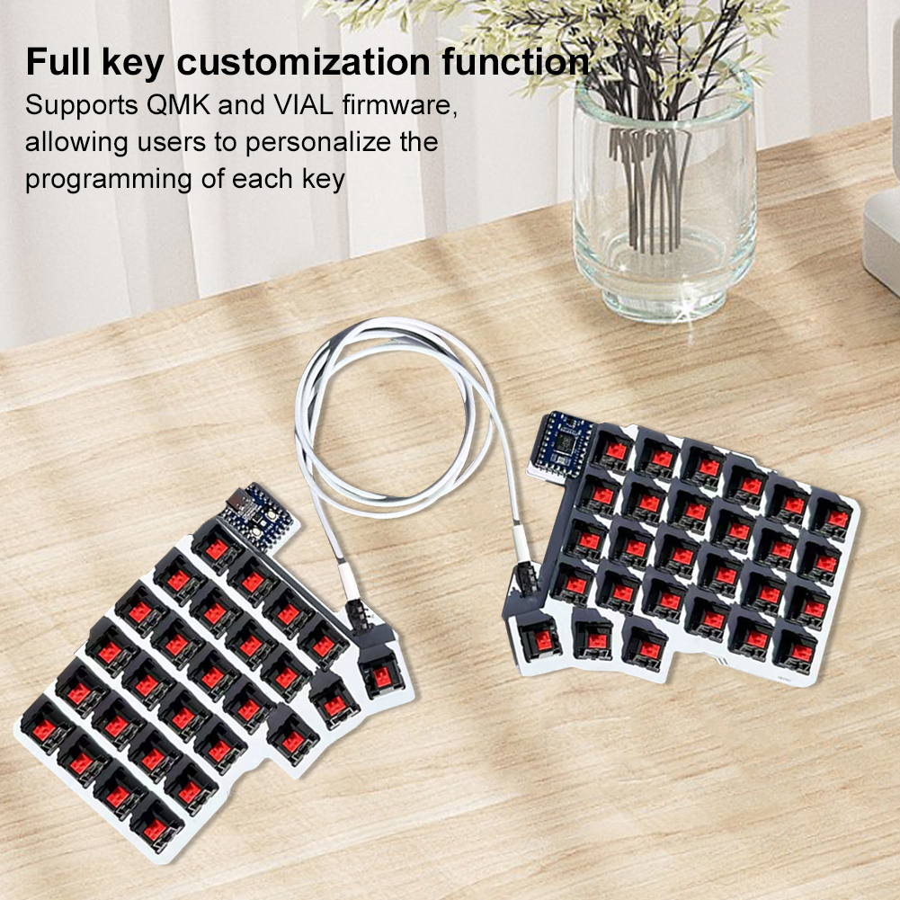Gesplitst toetsenbord 54 toetsen Bedraad Ergonomie Toetsenbord Swap Ondersteuning QMK/VIAL Links- en rechtshandig Aangepaste pc-gameraccessoires