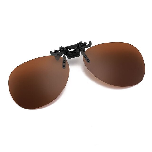 Unisex Polarized Clip On Flap Up Sunglasses UV400 Protection Glasses Men Women Driving Goggle Night Vision Fishing Goggle: Tea
