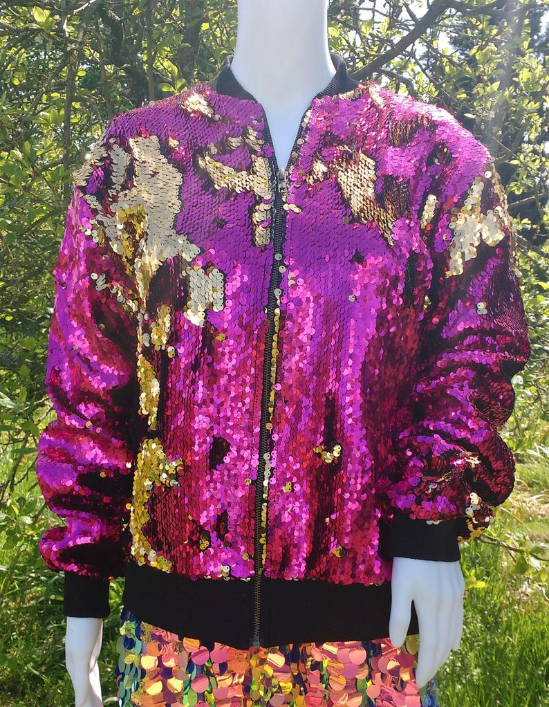 großauftrag Mommy & Me Mardi gras pailletten bomber jacke reversible farbe ändern pailletten mäntel 1 stücke
