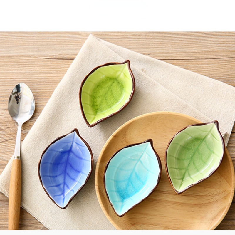 Bol de cuisine, outil de cuisine, plat , fissure de glace, feuille de glaçure, assaisonnement en céramique, Sauce soja, vinaigre, petites assiettes 10x7.5x3cm