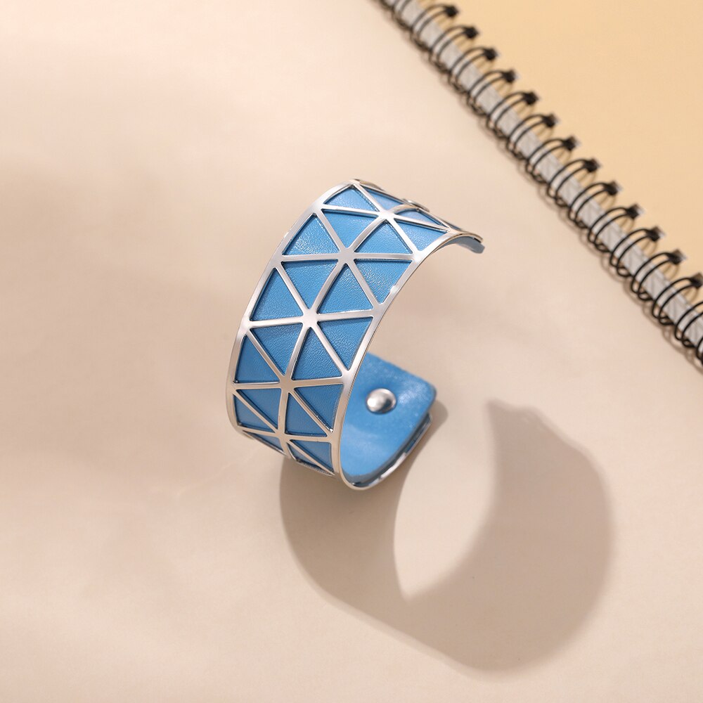 Teamer, pulsera hueca de cuero de PU, brazalete de Georgette, joyería india, Manchette para mujer , bisutería de muñeca para hombres