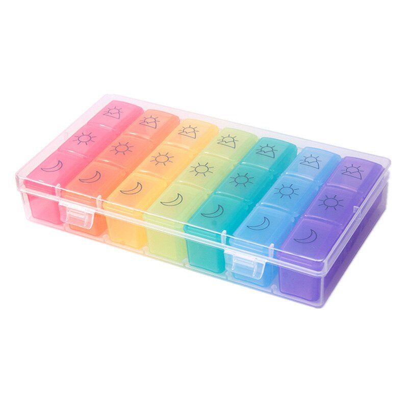 Large Pill Box Weekly Pill Case Medicine Tablet Dispenser Organizer Pill Box 3 Row 21 Grids 7 Days Pill Storage Container