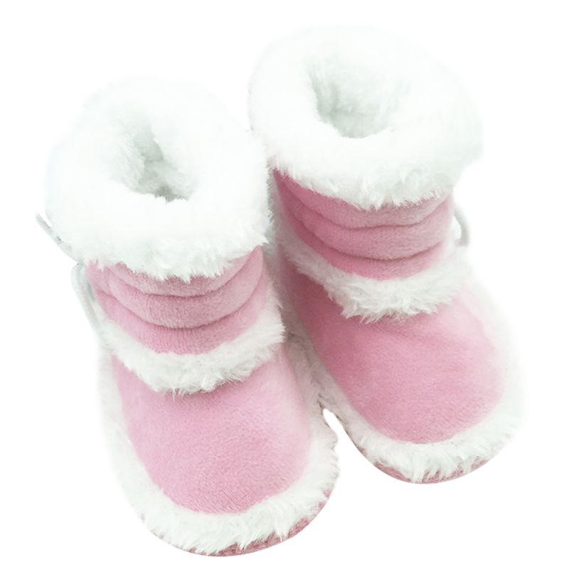 Baby støvler spædbarn toddler piger dreng slip-on vinter varm blød sål sko: Lyserød / 13-18 måneder