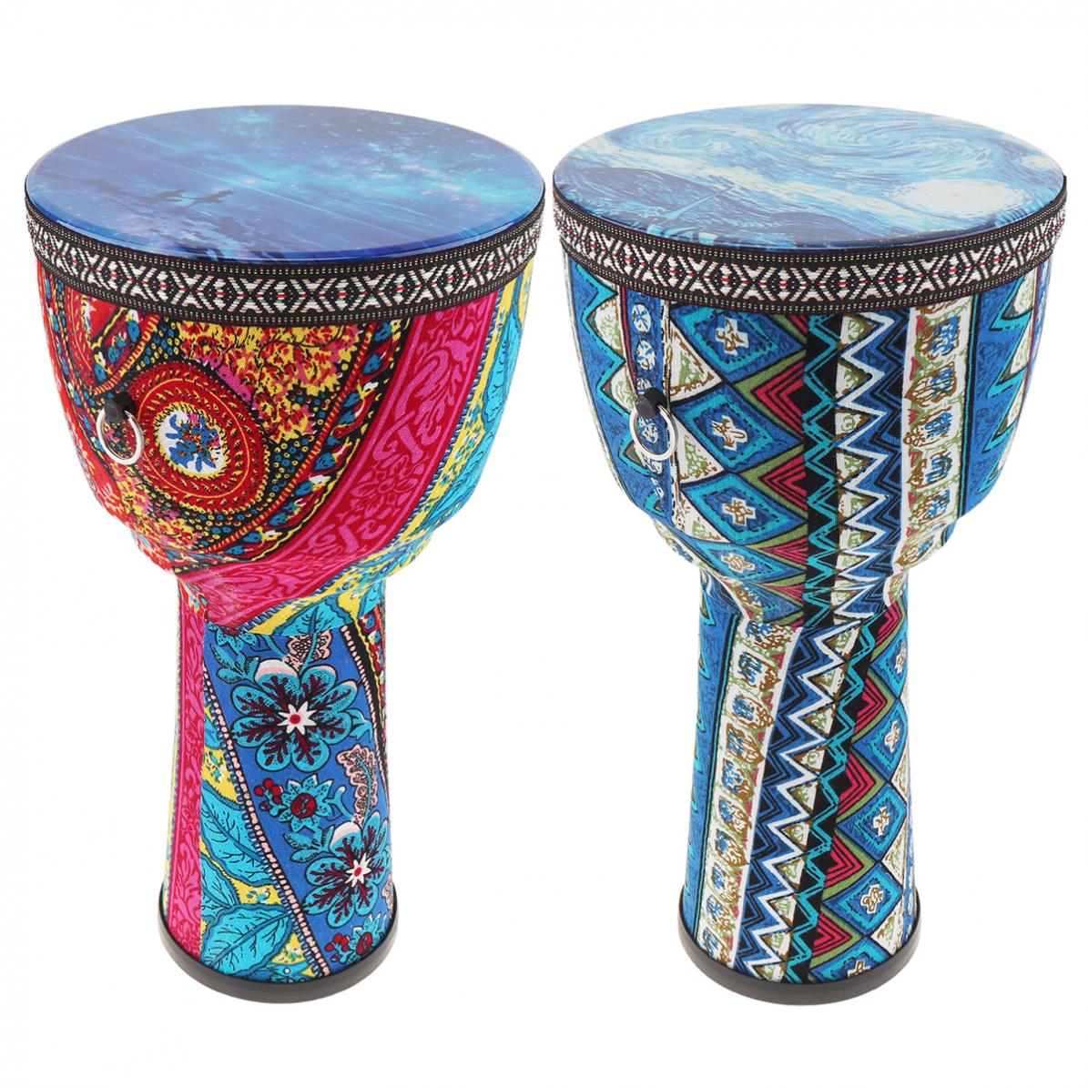 Afrikaanse Trommel 8.5 Inch Afrikaanse Djembe Trommel Kleurrijke Doek Art Abs Vat Pvc Huid Kinderen Handtrommel