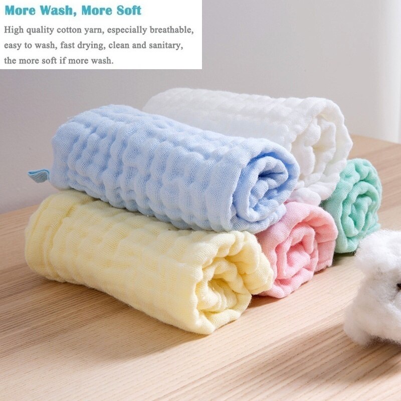 5pcs/set 30*30CM Baby Face Hand Towel 100% Cotton Gauze 6 Layers Infant Wash Cloth Saliva Towel Toddler Face Towel