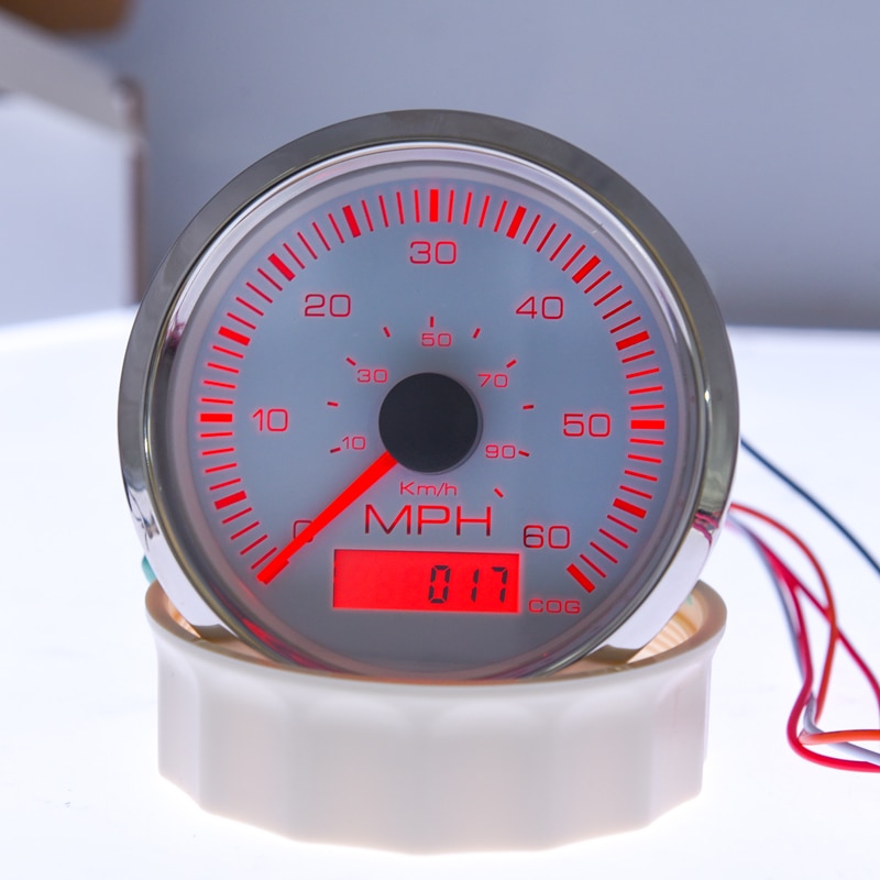 85Mm Gps Snelheidsmeter Gauge 60 Mph 90 Km/h Totale Kilometerstand Kilometerteller Voor Motorfiets 12V 24V Rood Geel backlight