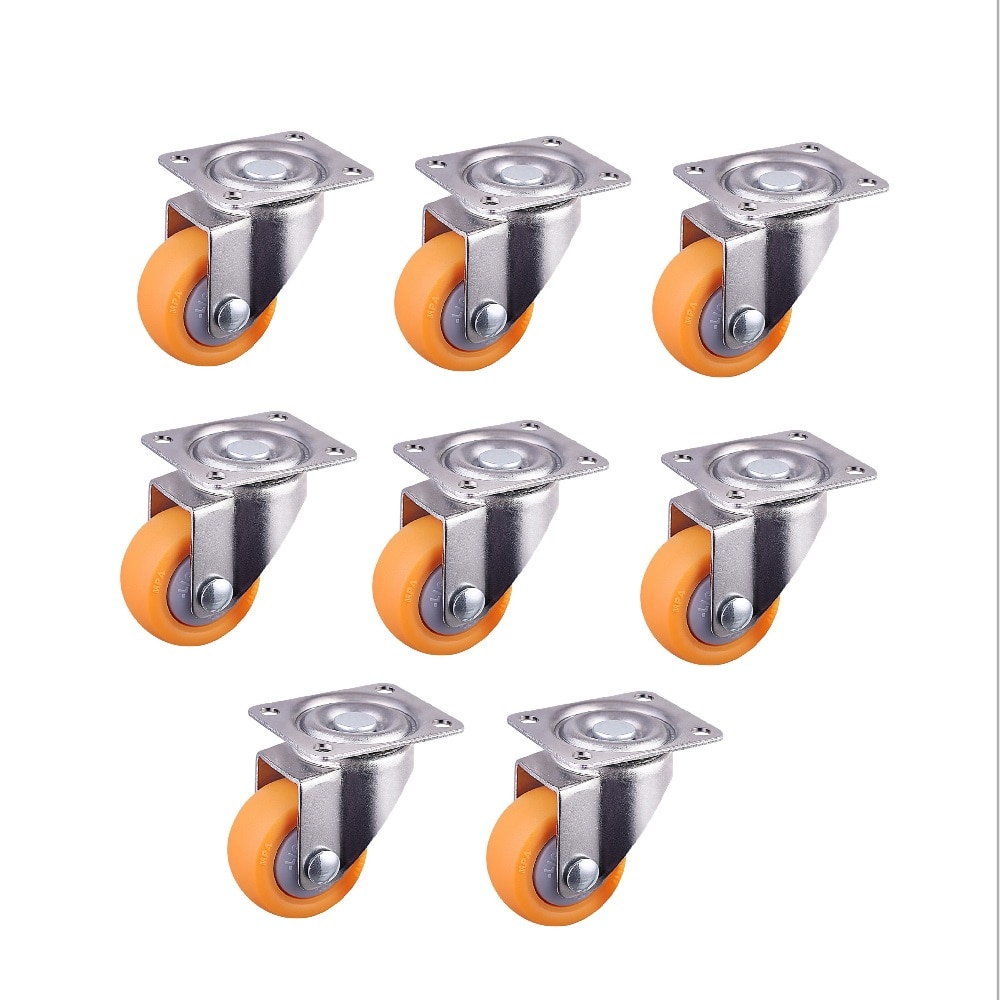 Swivel Casters Castor Wheels, 32mm 17kg, Orange Nylon,8pcs Pack