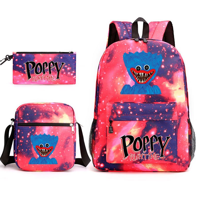 Cute Poppy Playtime Backpack 3pcs/set Boys Girls School Bags Teens Travel Bag Game Huggy Wuggy Student Back to School Book Bag