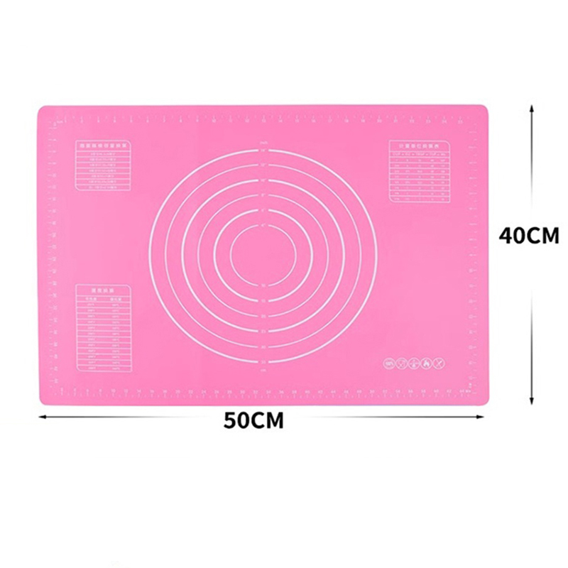 Rolling Mat Kneading Mat Thickened Silicone Pizza Dough Mat Household Panel Baking Tools: Pink