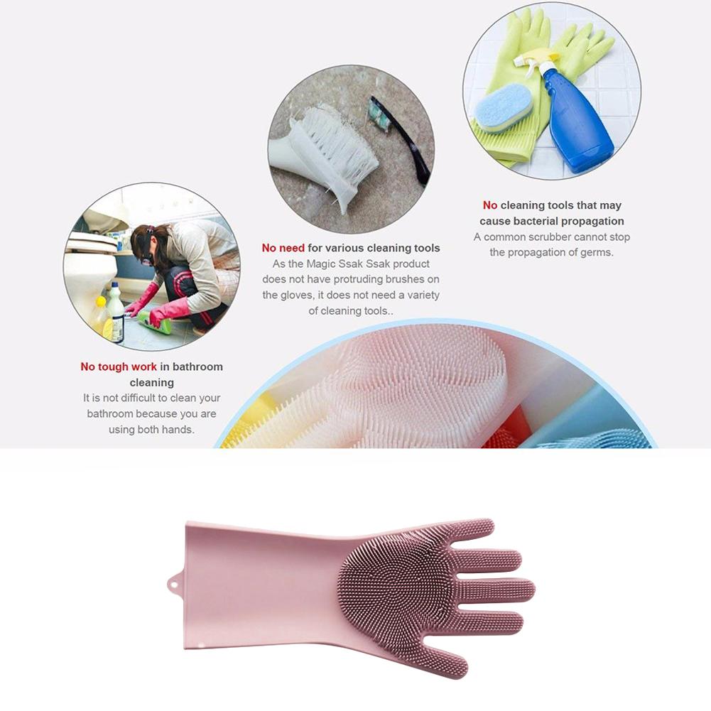 1pcs Silicone Glove Hand-Worn Dishwashing Brush Magic Protect Hands Against High Temperature Cleaning Tool Household Gloves