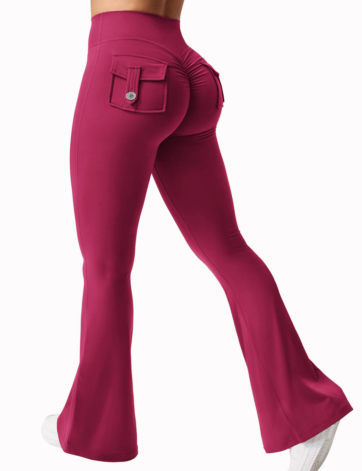 Neueste Damen-Yoga-Gamaschen mit weitem Bein und hohem Stretchanteil, nacktes Gefühl, Kompressions-Fitness-Arbeitskleidung mit Taschen, Yoga-Schlauch ﻿: M / verrotten