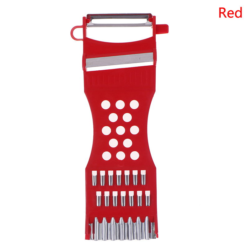 Multifunctionele Plastic Dunschiller Groente-en Rasp Rvs Blade Salade Maken Gereedschap Frieten Aardappel Chip Tool: red