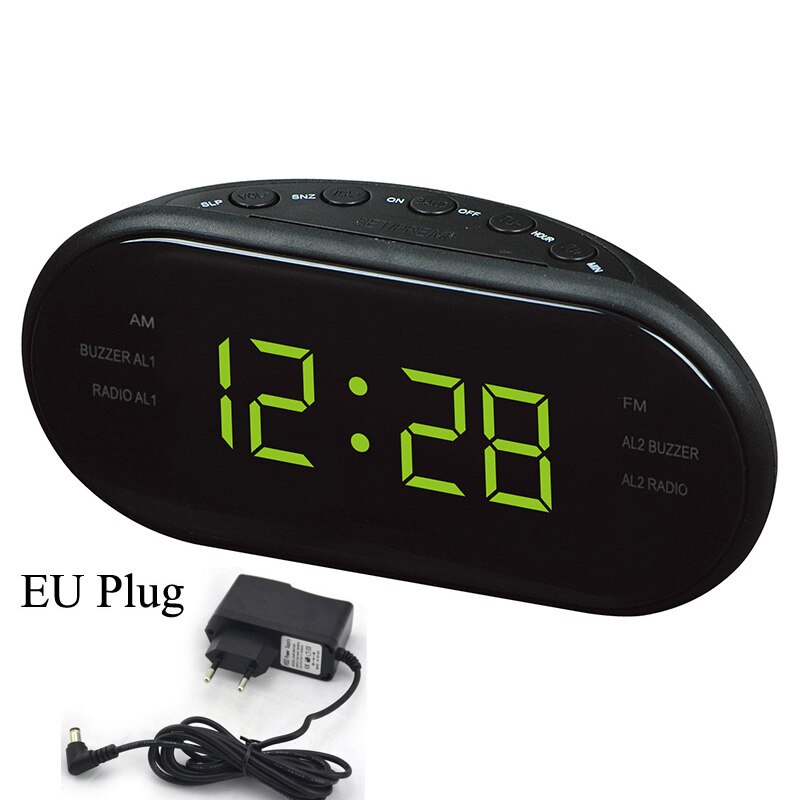 Sleep & Snooze Function Outlet Powered Big Digit Display for Bedroom LED Digital Alarm Clock AM/FM Radio with Dual Alarms: Yellow EU