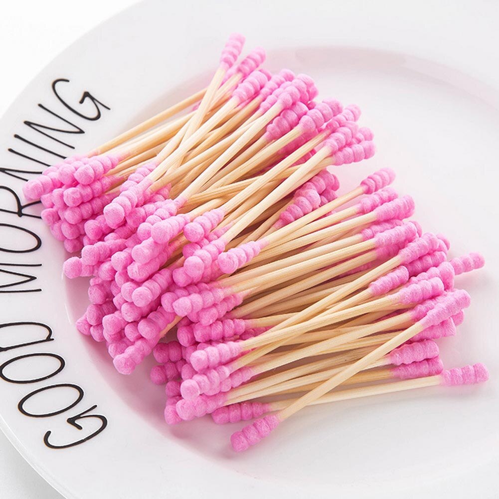 100PCS Cotton Swabs Swab Applicator Q-tips Double Tip Wooden Sticks Ear CleanTool Discharge Makeup Available Cleaning Buds Swab