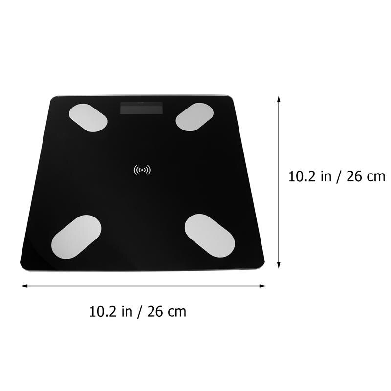 Square Body Fat Scale Smart Electronic LED Digital Scales without Battery (Black, Battery Pattern Blueteeth Body Fat Scale)