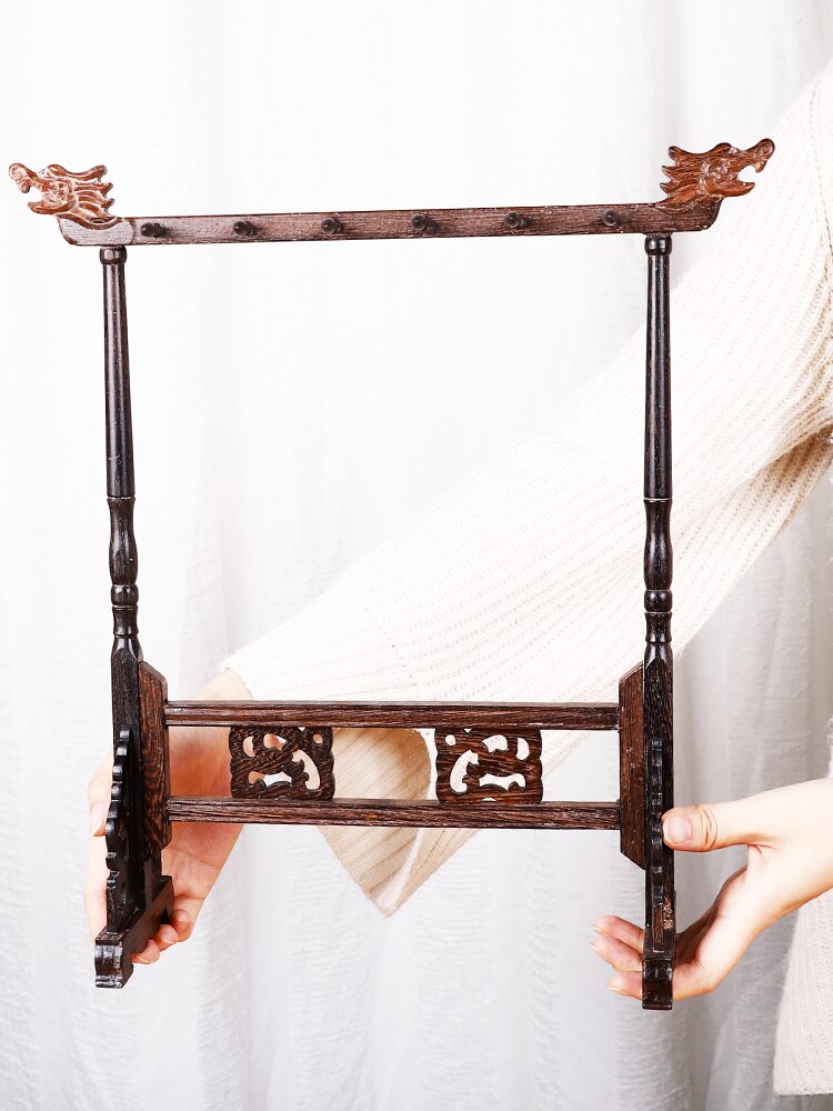 Antieke Eenvoudige Stijl Duurzaam Massief Houten Pen Houder Kalligrafieborstel Rack Traditionele Schilderen Schrijven Borstel Houder 12 Hangers