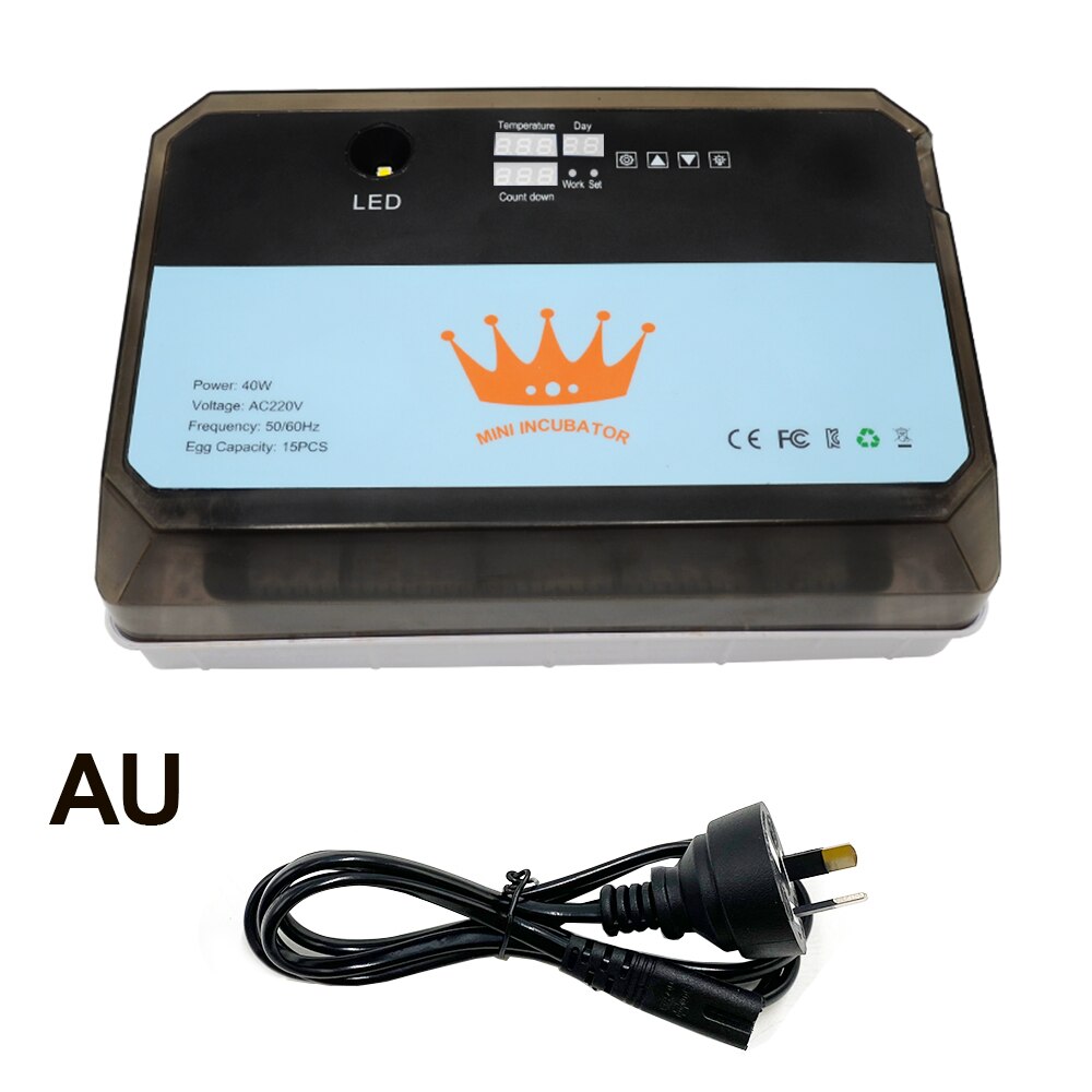 Newest Farm 15Eggs Incubator Multifunctional Automatic Digital Incubator with Temperature Humidity Sensors for: AU Plug
