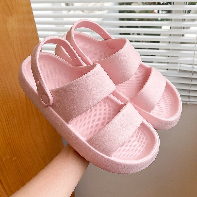Women Summer Thick Platform Slippers Beach Eva Flip Flops Soft Sole Slide Sandals Leisure Men Ladies Indoor Bath Anti-slip Shoes: Pink / 36-37