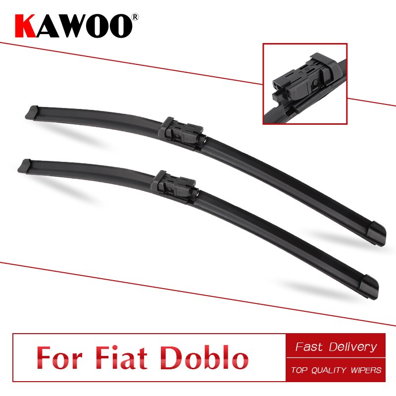 Kawoo Voor Fiat Doblo/Doblo Cargo Auto Soft Rubber Ruitenwissers Blades Fit Drukknop Arm
