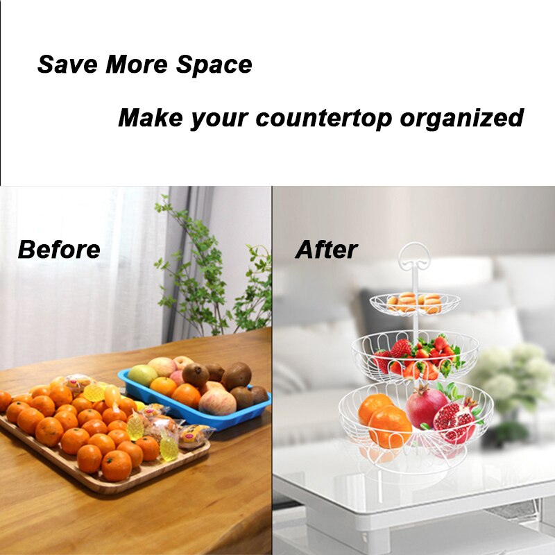 Montage 3 Tiers Metalen Fruit Serveren Kom Mand Aanrecht Display Fruit Groenten Opslag Stand Snacks Houder Voor Partijen