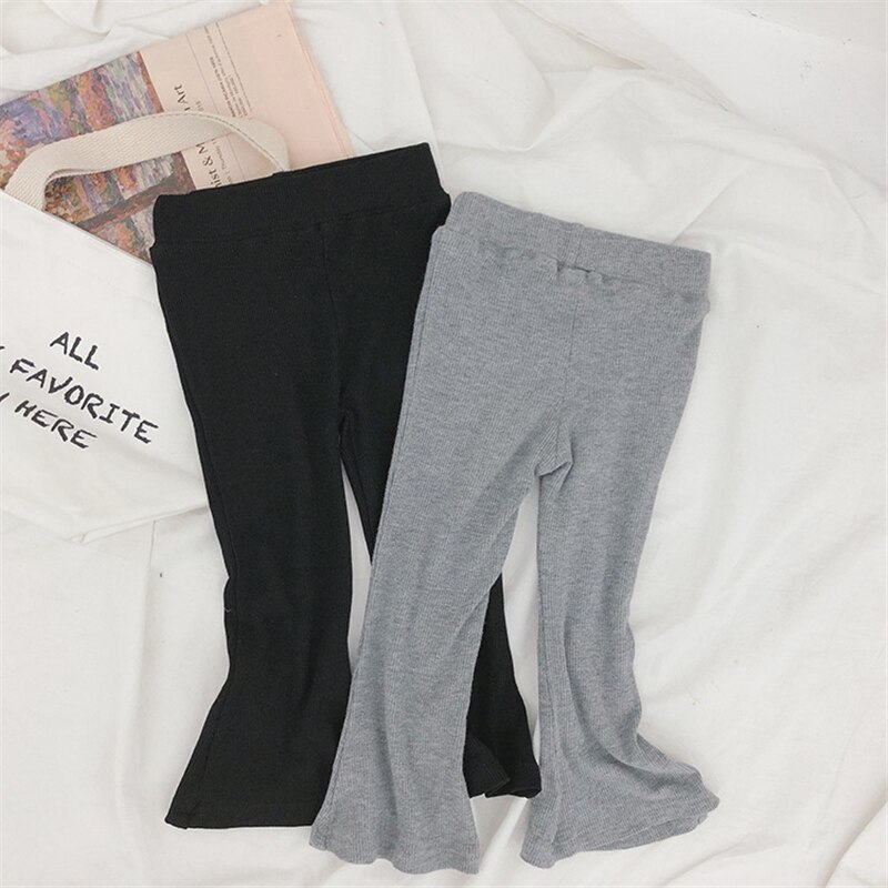 Meisjes flared broek kinder flared broek meisjes pit strip katoen slim stretch effen cropped leggings tienermeisjeskleding