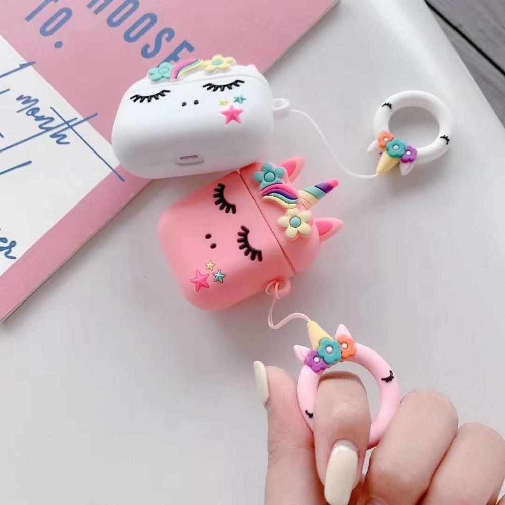 För airpods pro 2 1 fodral 3d tecknat enhörningsfodral skal för airpods pro skyddande hörlurar laddningsbox skal för airpods 2