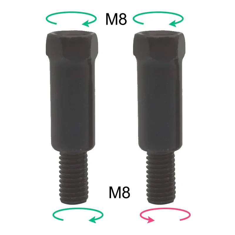 1 paio di adattatori per specchietti retrovisori moto neri argento più lunghi M8 8mm in senso orario anti-orario destra sinistra vite di cambio filettatura