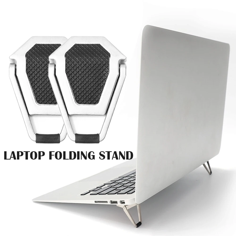 Metalowa składana podstawka pod laptopa Antypoślizgowa podstawa wspierająca Macbook Pro Air Lenovo Thinkpad PC Laptop Mini Cooling Holder Feet: Pomarańczowy