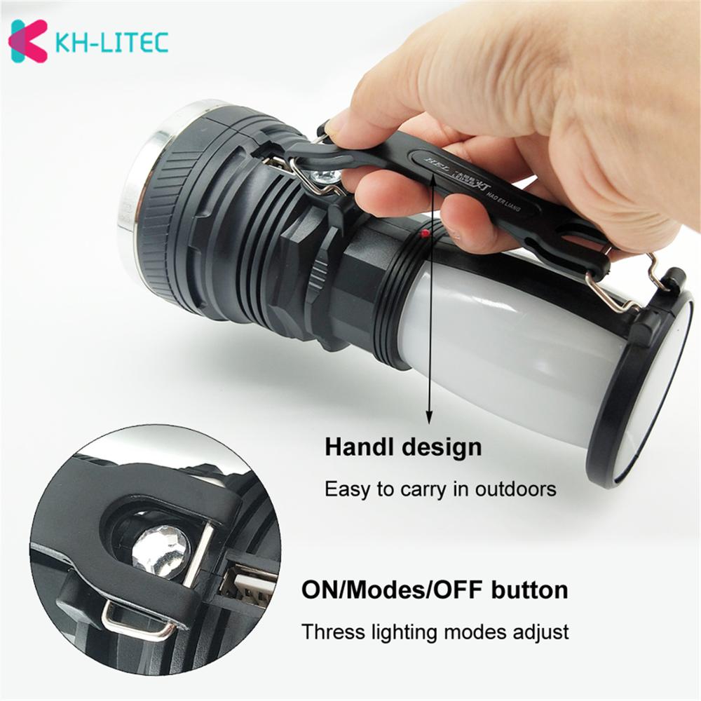 Solar Power Lamp Rechargeable Battery LED Flashlight Outdoors Camping Tent Light Lantern Lamp